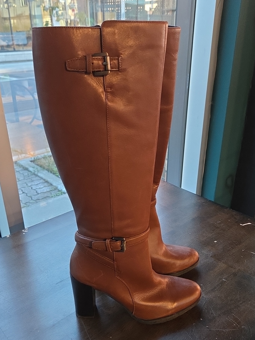 Geox Size EU 40 US 10 Women’s Tall Brown Leather Heeled Boots NEW